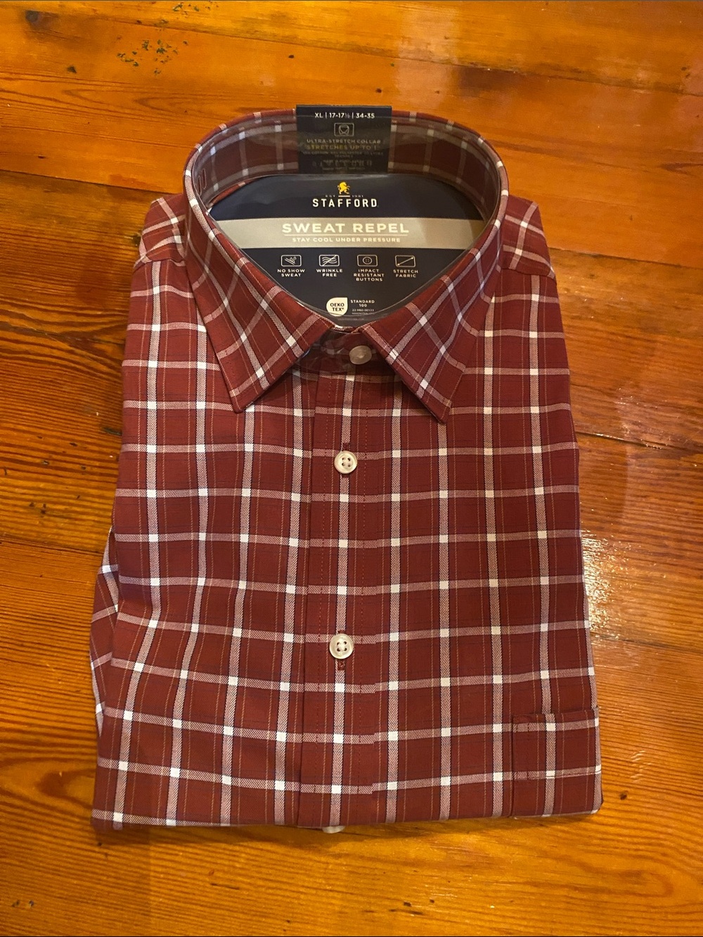 Stafford Men's Red Plaid Button-Down Shirt